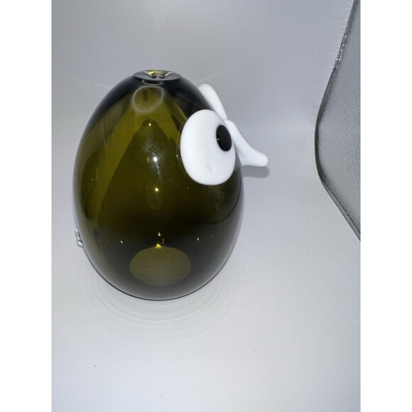 Crate and Barrel Hoot The Owl Figurine Hand-Blown Glass Egg Shaped Art - Picture 2 of 8